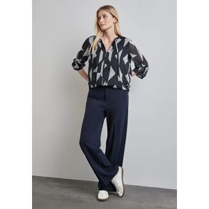 Street One Dames Gedessineerde chiffon blouse in Blauw, in size: 34