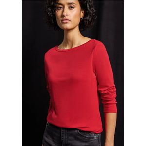 Street One Dames Basic shirt met lange mouwen in Rood, in size: 34