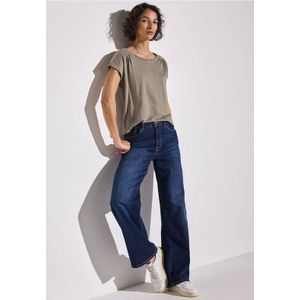 Street One - T-shirt - Casual - Zwart - Katoen-Modaalmix