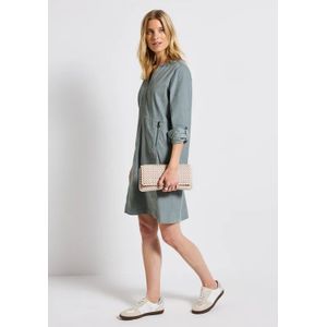 Street One Dames Corduroy jurk met gespleten hals in Blauw, in size: 34