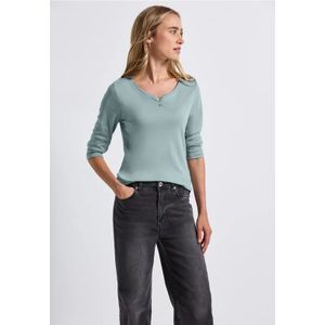 Street One - Dames Basic Shirt - Blauw - Met Knoopdetail