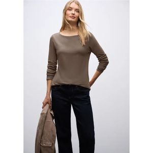 Street One Dames Basic shirt met lange mouwen in Bruin, in size: 34