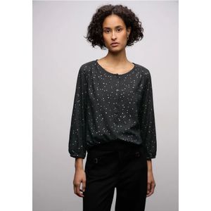 Street One Dames Blouse met folieprint in Zwart, in size: 34