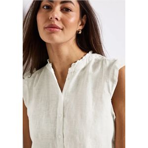 Street One Dames Linnen blouse met ruches in Wit, in size: 42