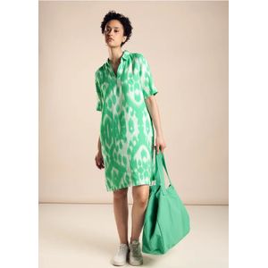 Street One Dames Linnen jurk met print in Groen, in size: 36