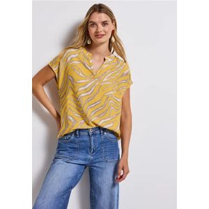 Street One Dames Gedessineerde blouse in Geel, in size: 34
