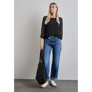 Street One Dames Chiffon blouse in Zwart, in size: 34