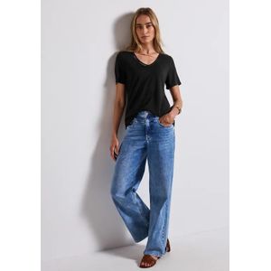 Street One - Dames Shirt - Zwart - Linnen Look