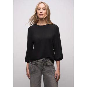 Street One Dames Jacquard shirt in Zwart, in size: 34