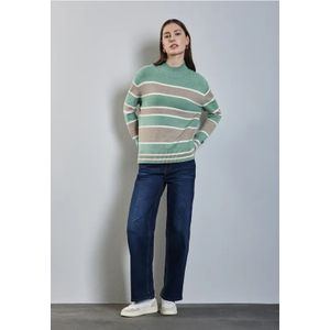 Street One Dames Trui met strepen in Groen, in size: 34