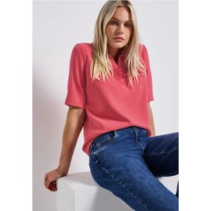 Street One Dames Silk-Look polo in Roze, in size: 46