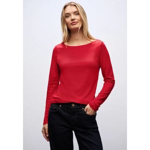 Street One - Lanea - Dames Basic Shirt - Rood - Lange Mouwen