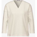 Street One - A322236 - T-shirt - Gebroken Wit - V-hals - 3/4 Mouwen - Katoenmix