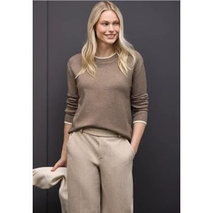 Street One Dames Trui met contrasterende details in Bruin, in size: 34
