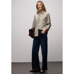 Street One Dames Gestreepte zakelijke blouse in Bruin, in size: 34