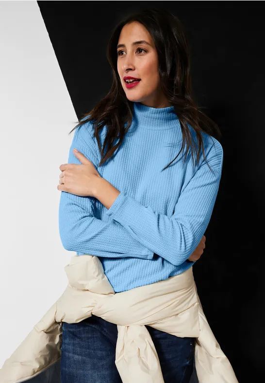 Street One Dames OPstaande kraag met structuur in Blauw, in size: 42