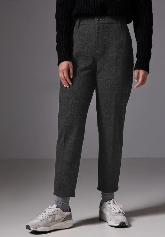 Street One Studio Dames Geruite chino's in Grijs, in size: 38