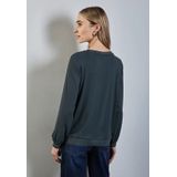 Street One Dames Materiaalmix overhemd in Groen, in size: 34