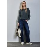 Street One Dames Materiaalmix overhemd in Groen, in size: 34