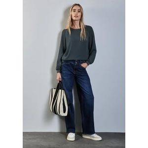 Street One Dames Materiaalmix overhemd in Groen, in size: 34