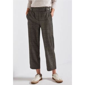 Street One Dames Geruite straight legs broek in Bruin, in size: 34