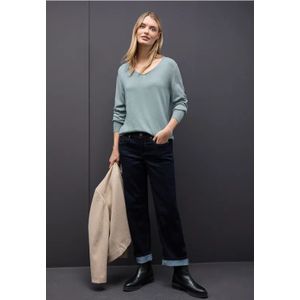 Street One Dames Trui met V-hals in Blauw, in size: 34