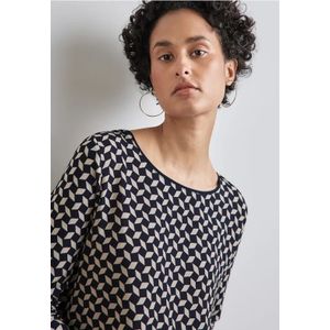 Street One Dames Bedrukt T-shirt in Blauw, in size: 34