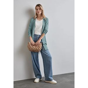 Street One Dames Lang fijn gebreid vest in Blauw, in size: 34