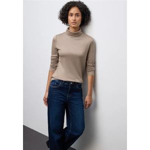 Street One Dames Basic shirt met coltrui in Bruin, in size: 40