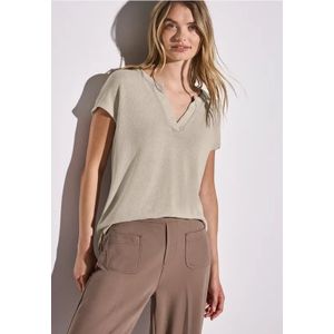 Street One Dames Shirt met gebreide look in Beige, in size: 38