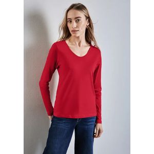Street One Dames Shirt met ronde V-hals in Rood, in size: 34