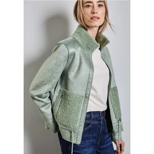 Street One Dames Jas met wol look details in Groen, in size: 44