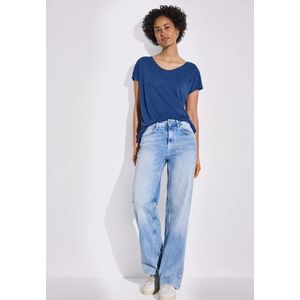 Street One Dames Shirt in linnenlook in Blauw, in size: 34