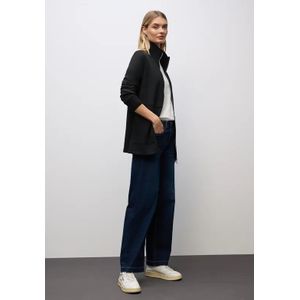 Street One Dames Sweatjack met gebreide details in Zwart, in size: 34