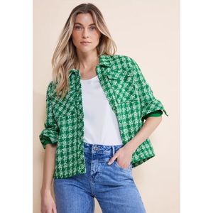 Street One Dames Kort bouclé jasje in Groen, in size: 34