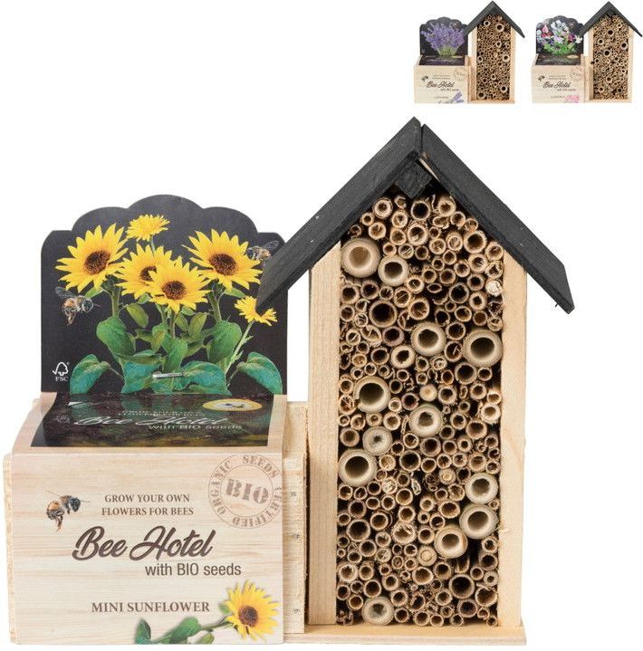 Baza Bee Hotel Met Bio Bloemen Zonnebloem/ FSC/BIO/cadeau idee