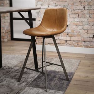 Stoere - barstoel - PU cowhide - bruin -Vico