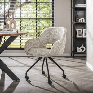 Modern Scandinavisch eetkamerstoel Vista wieltjes gebroken wit