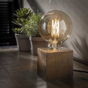Moderne tafellamp Kubus antiek 10 x 10 cm brons