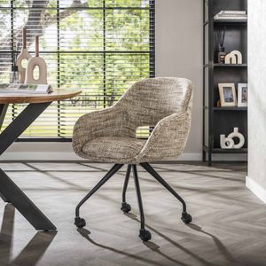 Modern Scandinavisch eetkamerstoel Vista wieltjes zandkleur