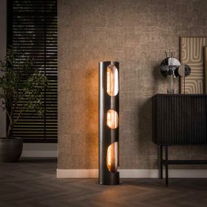 Industriële - Vloerlamp - Zwart Nikkel - 3 Lichts - Zane