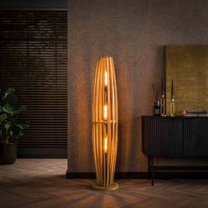 Landelijke vloerlamp Garnet 3-lichts mangohout