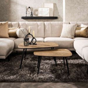 Modern Industriële salontafel Cleo 2 set Organisch brons