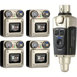 Xvive U45R4 In-Ear Monitor Wireless System 5.8 GHz bundel met 4 ontvangers