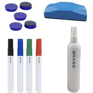 BRASQ Whiteboard starterkit - 4 Markers - 5 Magneten - Wisser - Reinigingsspray