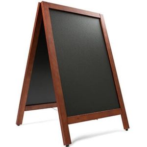 Krijtstoepbord Mahonie 55 x 85 cm dennen houten omlijsting - dubbelzijdig reclamebord