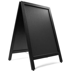 Krijtstoepbord Zwart 55 x 85 cm dennen houten omlijsting - dubbelzijdig reclamebord