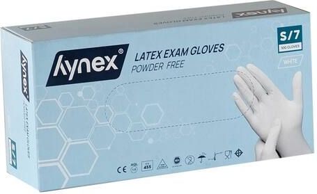 Hynex Latex Wegwerphandschoenen – Poedervrij - 5 gram – Wit – Maat S – 100 stuks – Comfort & Bescherming
