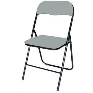 BRASQ Klapstoel Grijs Zwart - Vouwstoel - Opvouwbare stoel 43x38x78 cm - PVC - Eettafelstoel