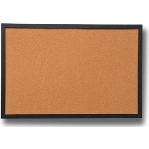Prikbord kurk zwarte lijst 40 x 60 cm met setje punaises 5 stuks